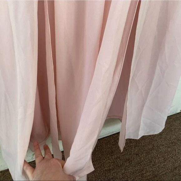 NEW, Social Bridesmaids,‎ Dessy Group, Strapless Front Slits Draped Gown, Blush - Picture 4 of 7
